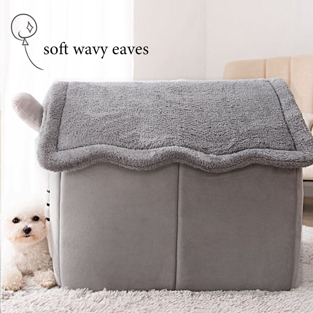 Pet Cat Kitten Dog Beds Igloo Fleece Bed Pyramid Cozy Washable Warm House Cave