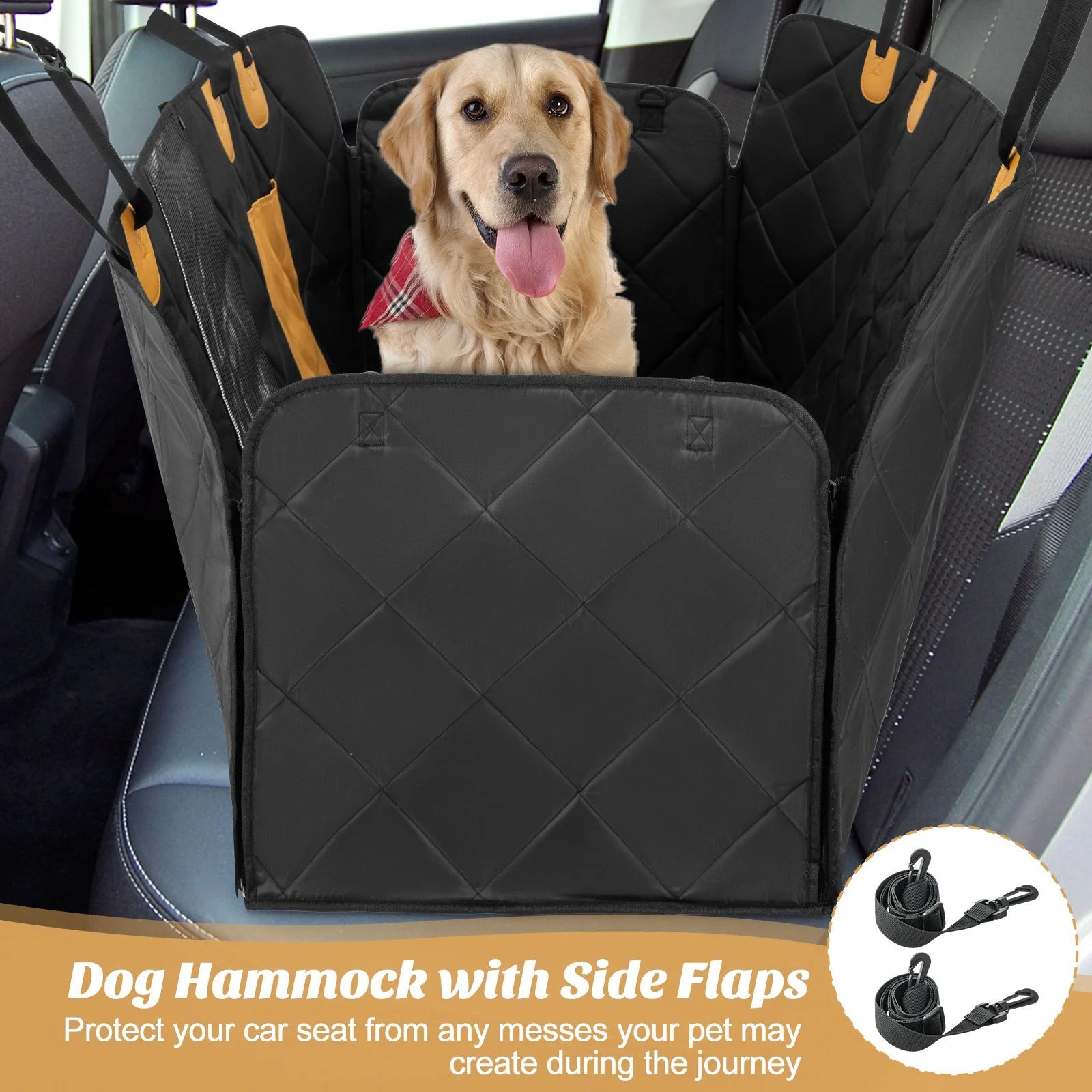 Waterproof Dog Car Seat Cover for Back Seat with Mesh Windows