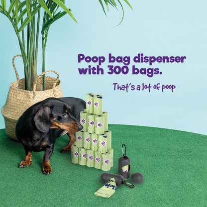 300 Large Thick Dog Poop Bags Dispenser Scooper Doggy Poo Bag Tie Waste