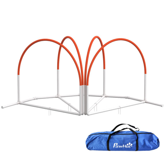 Pawhut Dog Agility Equipment Set with 4 PCS Weave Pole, Orange