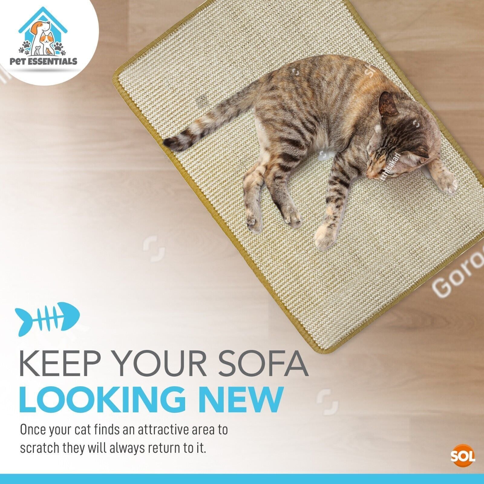 2Pk Cat Scratching Mat Sisal 60X40Cm Kitten Scratcher Board Pad Pet Toy Supplies