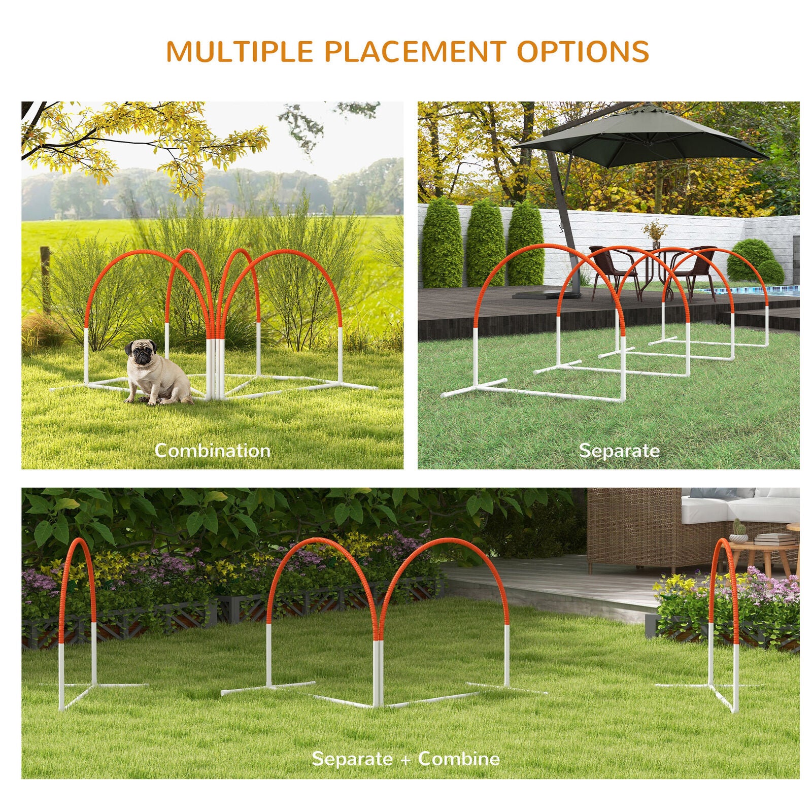 Pawhut Dog Agility Equipment Set with 4 PCS Weave Pole, Orange