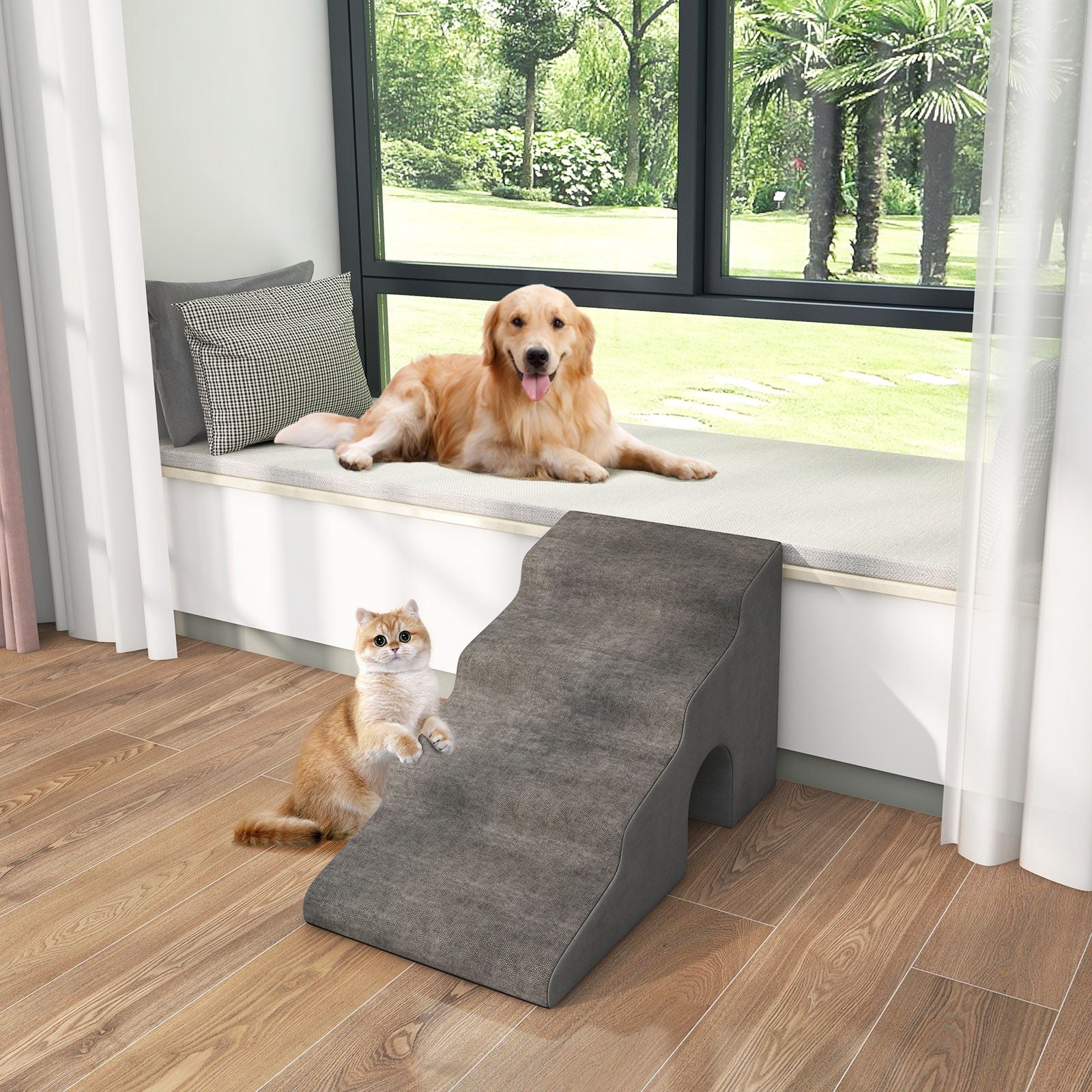 4-Tier High Density Foam Dog Ramps for High Beds and Couches