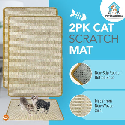 2Pk Cat Scratching Mat Sisal 60X40Cm Kitten Scratcher Board Pad Pet Toy Supplies